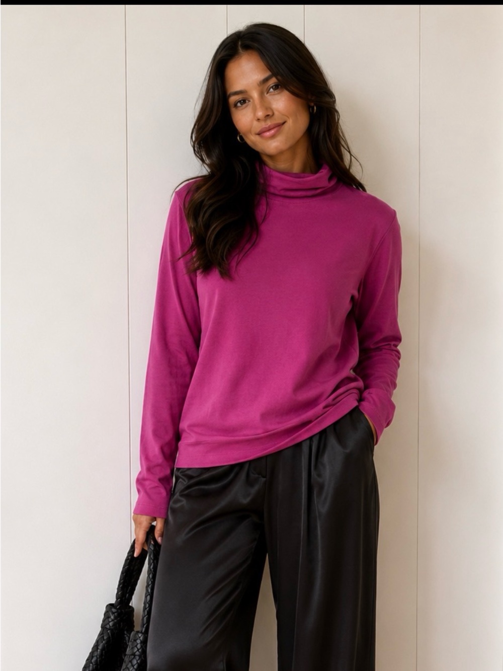 Tweeds Fuchsia Pink Turtleneck Sweater